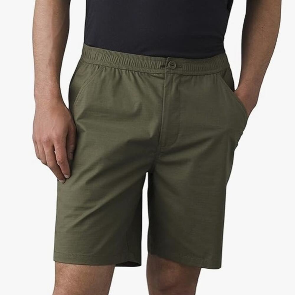 Prana Double Peak E-Waist 8" Short Men's XXL Cargo Green Standard Fit Drawstring
